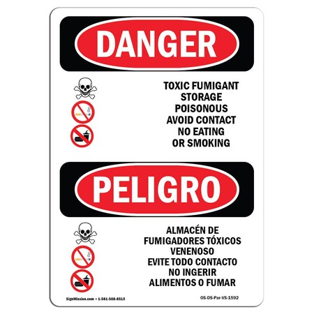 Signmission Safety Sign, OSHA, 24" Height, Rigid Plastic, Toxic Fumigant Storage Poisonous Spanish OS-DS-P-1824-VS-1592